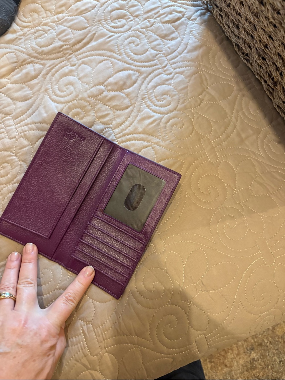 Beautiful leather purple checkbook cover - Picture 2 of 3